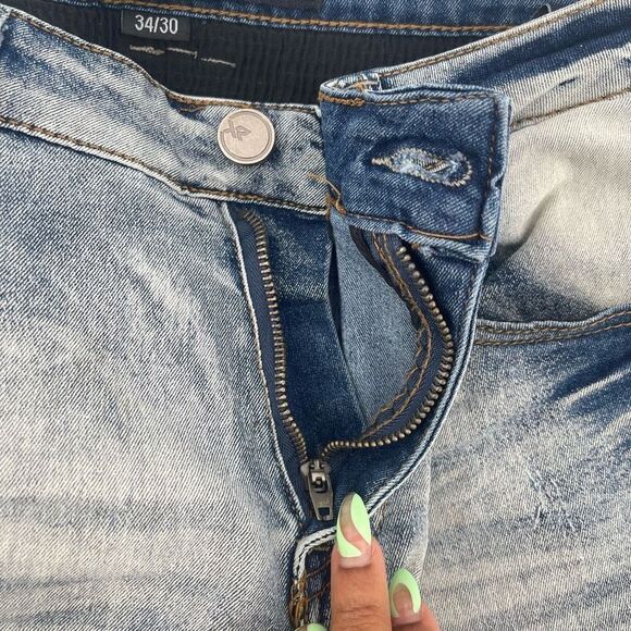 XRAY Jeans Men’s Light Wash Moto Biker Slim Stretch Skinny Denim Jeans 34/30 - Picture 3 of 16